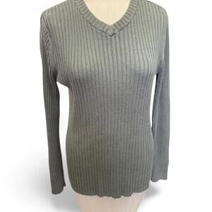 Olive green ribbed knit sweater